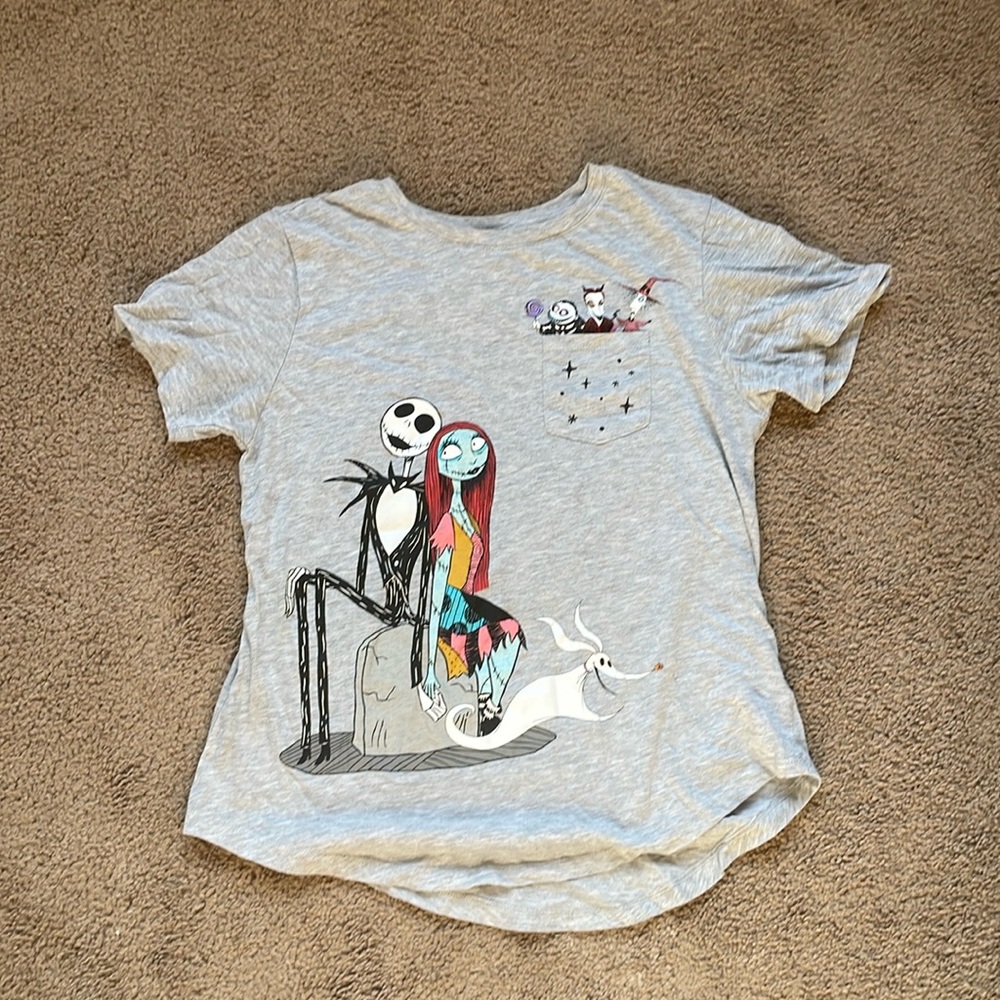 Large Disney Nightmare Before Christmas Light Grey Short Sleeve T-Shirt